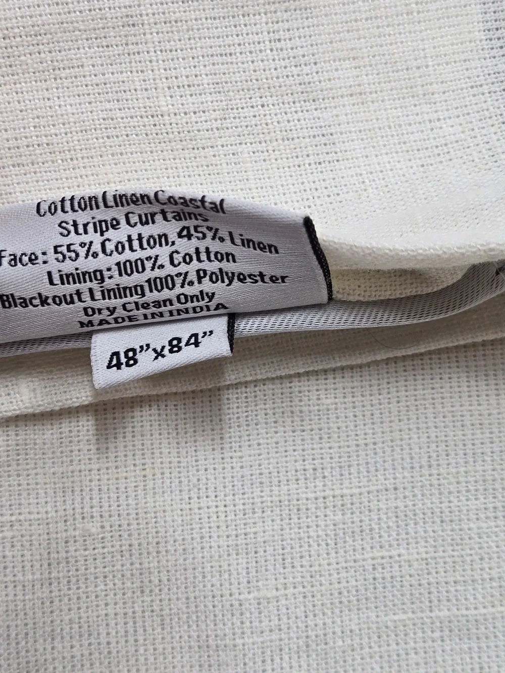 QUINCE Set Of 2 48x84 Coastal Stripe Linen Cotton True Blackout Curtains 9322